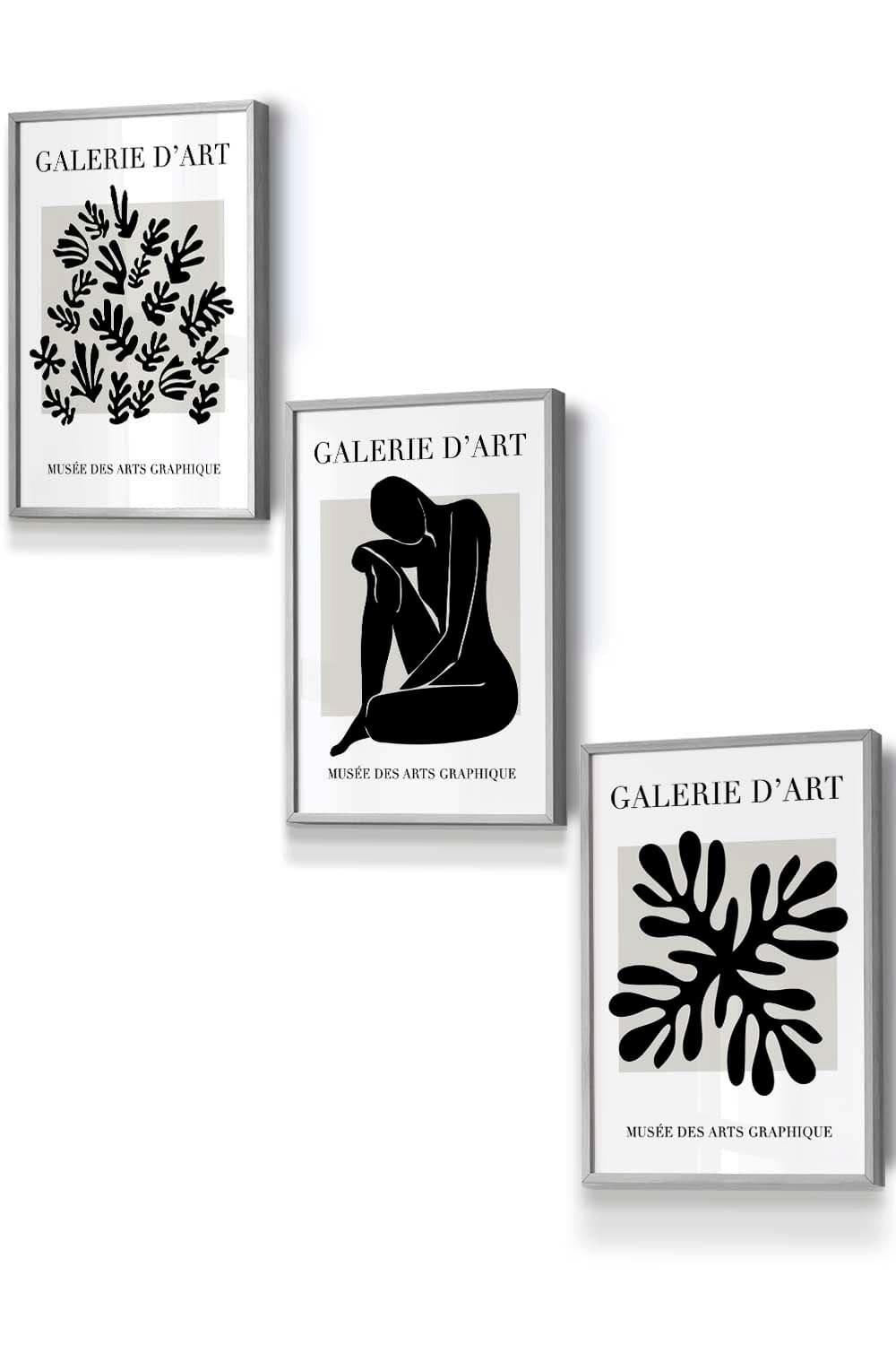 Matisse Floral and Nude in Black and Beige Framed Wall Art - Small
